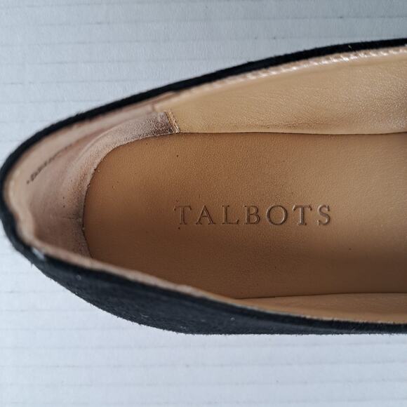 Talbots Francesca Driving Flats Womens 7.5 Black Suede Leather Pointed Toe Shoes - Picture 2 of 14